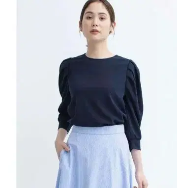 쿠미쿄쿠 UV 케어 접촉 냉감 라이트 아문젠 저지 백 리본 상의 네이비