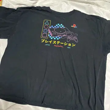 2021년 제작 4XL 프레스테 플레이스테이션 카타카나 티셔츠 블랙