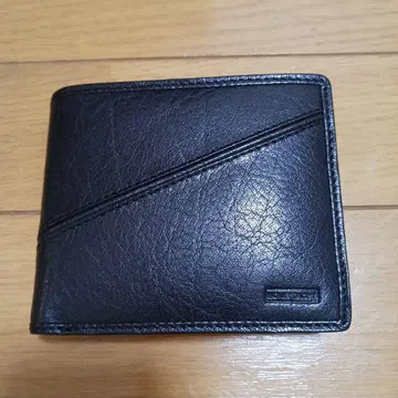 블랙 가죽 접이식 지갑 [ MOUSTACHE ]