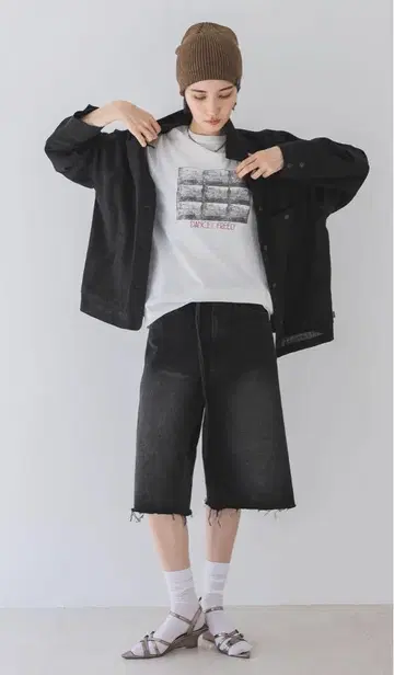 지나시스 벨트 데님 하프 팬츠 S 사이즈