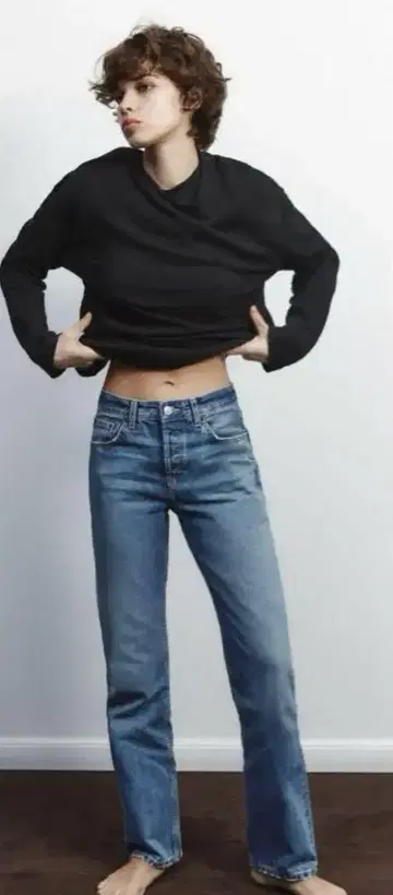 미사용 자라 스트레이트 청바지 40인치