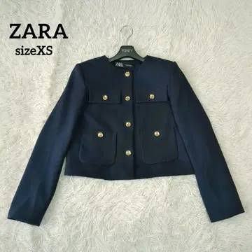 ZARA 자라 노카라 자켓 골드 버튼 XS 네이비