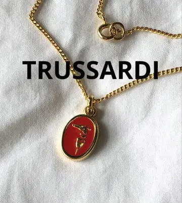 빈티지 TRUSSARDI 골드 목걸이 에나멜 아이콘