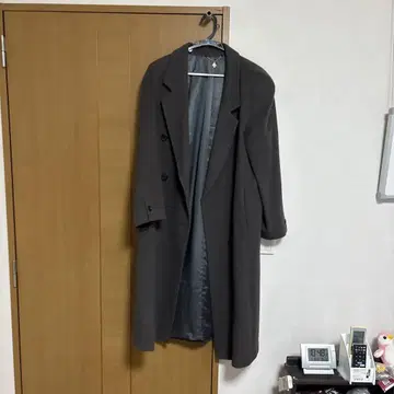 그레이 더블 브레스트 롱 코트