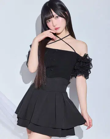 미셸 마카롱 Michell macaron 슬림 레그 스커트 블랙 S