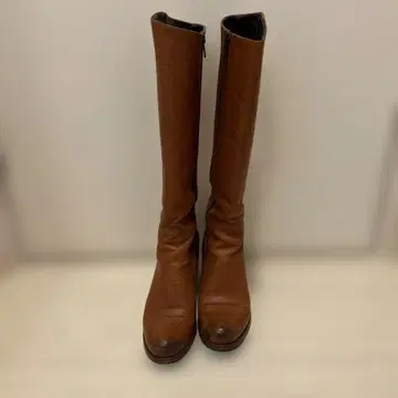 브라운 롱 부츠 미들 힐