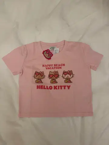 [오키나와 하와이 한정판] 일광화상 키티 티셔츠 핑크 반팔