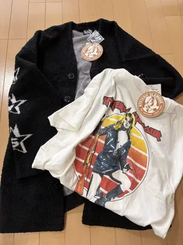 택 포함 새상품 HYSTERIC GLAMOUR 블랙 가디건 티셔츠 세트