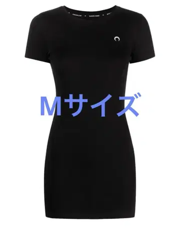 Marine Serre 마린세르 파인 리브 티셔츠 원피스 블랙
