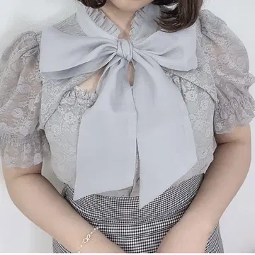 evelyn 초커 리본 레이스 TP 아이스 그레이