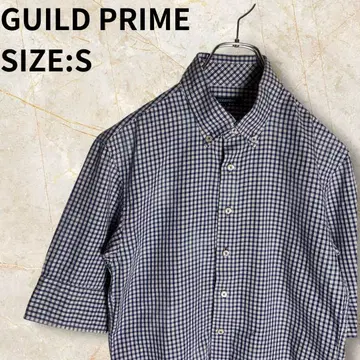 GUILD PRIME MENS 스타 & 체크 하프 슬리브 셔츠 S