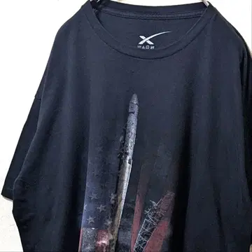 스페이스 X 빅 로고 티셔츠 블랙 검정 XL 구제 의류