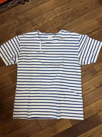 ANATOMICA 화이트 파랑 스트라이프 티셔츠 S