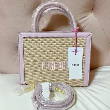 초레어 FURFUR 라피아 로고 토트백 핑크 새상품