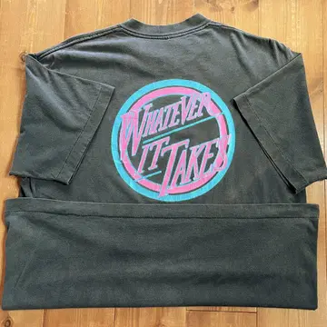 90s USA제 싱글 기업 로고 소프트 티셔츠 흑먹색 XL