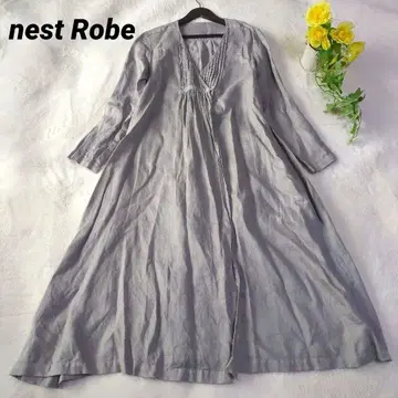 네스트로브 린넨 카슈쿨 핀턱 롱 원피스 그레이