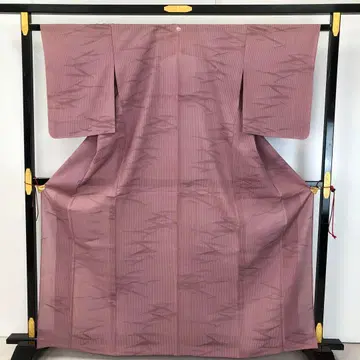 여름 기모노 이로무지 세로 명주 붉은 쥐색 KK-1995