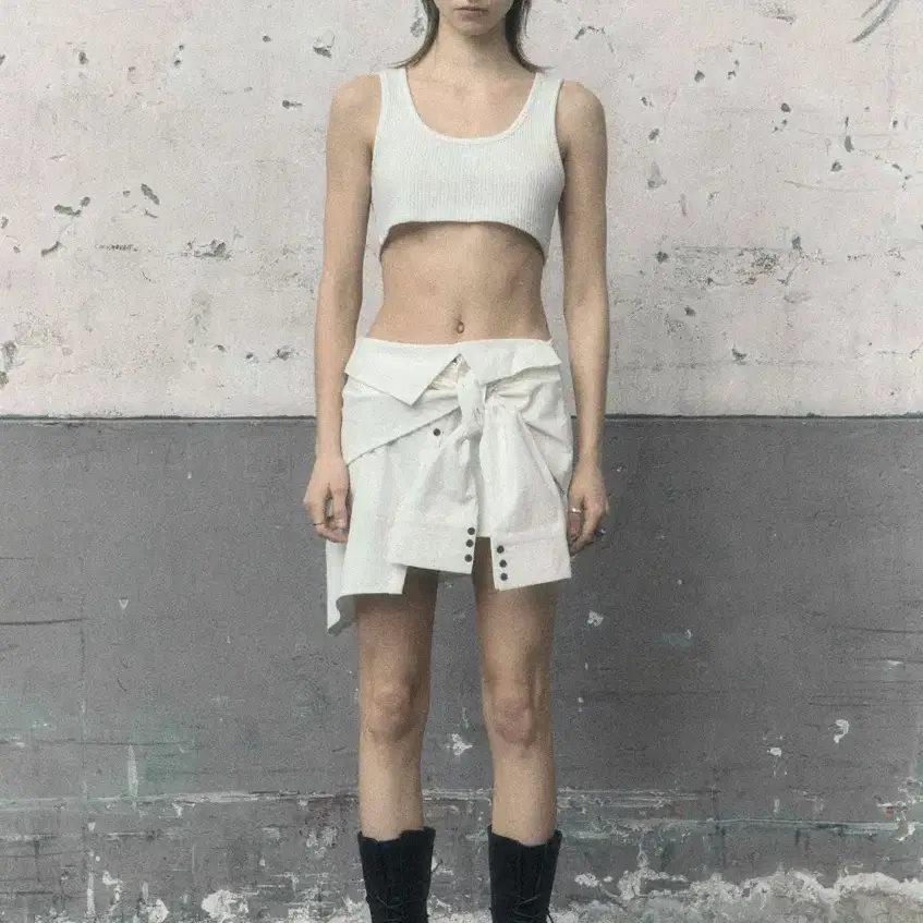 Bohemian Seoul Unbalance Shirt Skirt Ivory | Bunjang Global