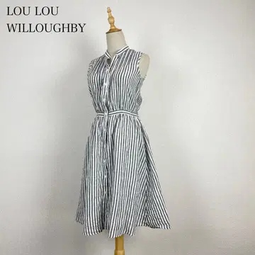 LOULOU WILLOUGHBY 린넨 100% 린넨 스트라이프 원피스