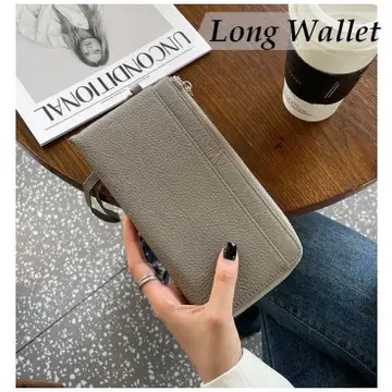 소가죽 장지갑<모카>여성용 안티스키밍 L자 지퍼 스마트폰 파우치
