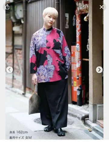 소우소우 다카시마 주름 긴팔 셔츠 샤쿠야쿠 등불