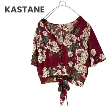 KASTANE 꽃무늬 크롭 블라우스 카스타네 셔츠 여성 중고 의류