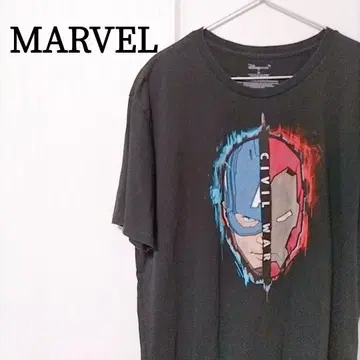 마블 캐릭터 티셔츠 블랙 아이언맨 캡틴 미국 빈티지 의류 XL
