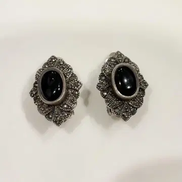 마르카지트 마카사이트 귀걸이 오닉스 귀 클립 은제
