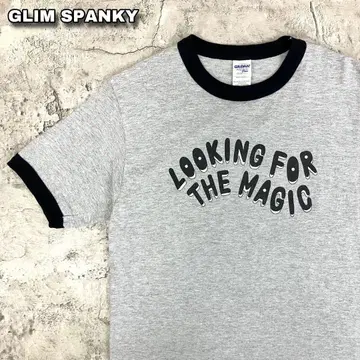 GLIM SPANKY 그리 스팬키 링거 티셔츠 구제 의류 로고 그레이