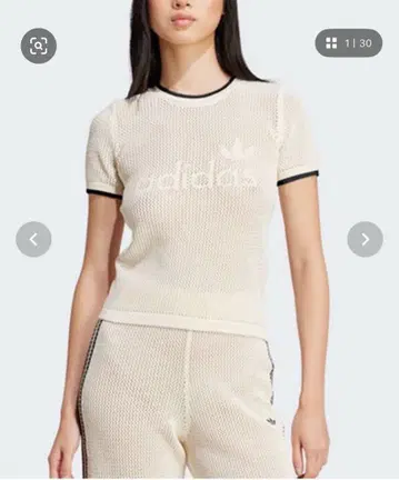 아디다스 아이보리 메쉬 반팔 티셔츠