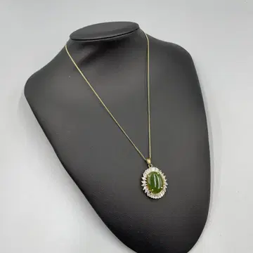 052 그린 컬러 오닉스 오벌 펜던트 목걸이