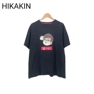 HIKAKIN 인물 티셔츠 프린트 유튜버 반팔 둥근넥