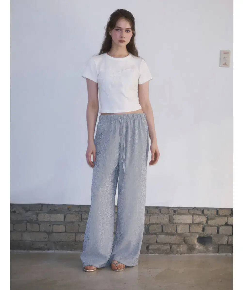 로제프란츠 스트라이프 팬츠 여름 팬츠 Embroidery Low Wide