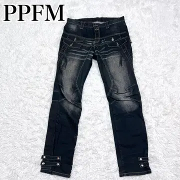 PPFM 기믹 블랙 데님 청바지 y2k 지퍼 더블 포켓