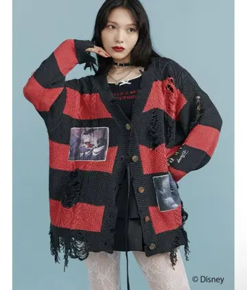 디즈니 컬렉션] 데미지 루즈 니트 가디건