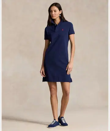 랄프 로렌 POLO 코튼 메쉬 폴로 드레스 원피스 블루 XS