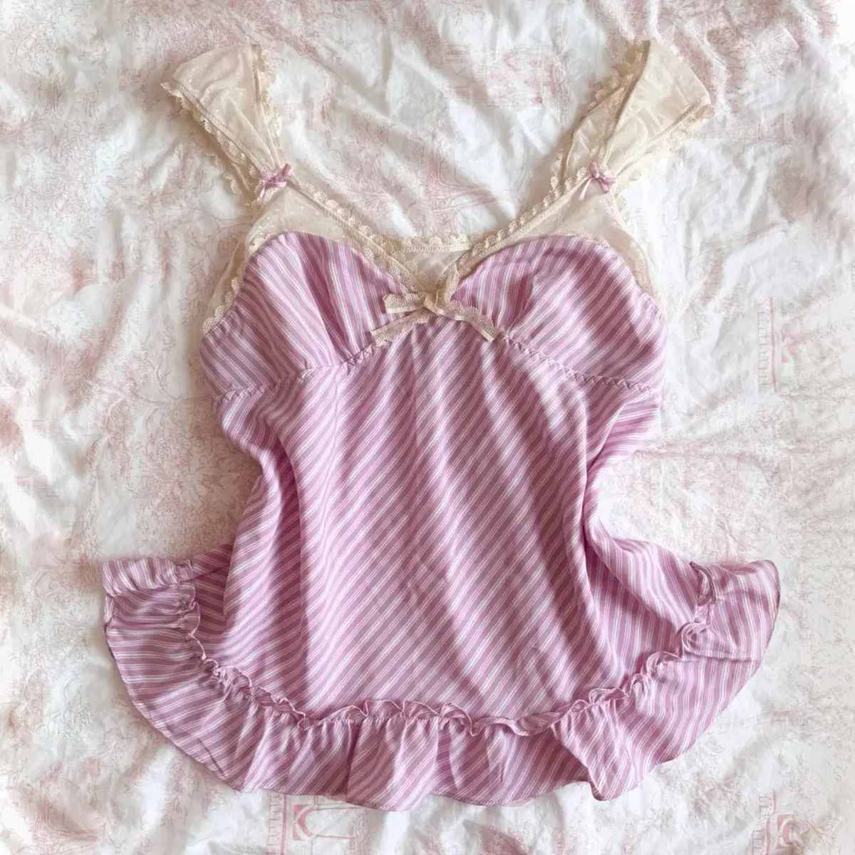 Vintage Pink Slip Blouse Hime Lew Gal y2k lizlisa Tralala Gyaru Frill