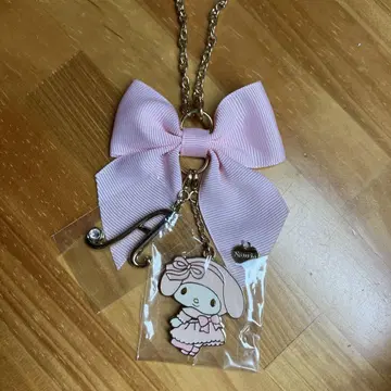 마이멜로디 키링 핑크 리본