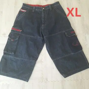 PIKO 90s 피코 하프 팬츠 데님 자수 B계 HIPHOP XL