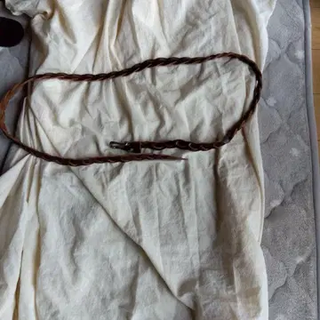 빈티지 브라운 가죽 웨빙 벨트
