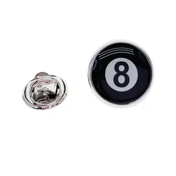 핀즈 배지 브로치 (은 실버) 당구 공 8번