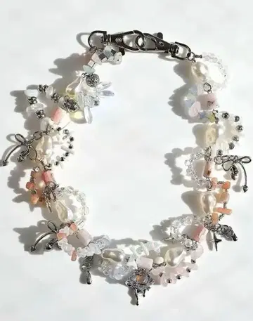 핸드메이드 y2k 실버 목걸이 디자인 목걸이 스마트폰 스트랩