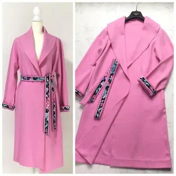 최근 새상품급 LEONARD 레오나르 벨트 포함 롱 캐시미어 코트