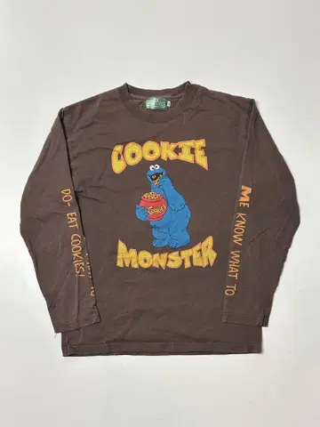 SESAME STREET 쿠키 몬스터 긴팔 티셔츠 브라운 M 사이즈