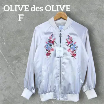 새상품 OLIVE des OLIVE 자수 스카잔 F 화이트 자켓 꽃무늬