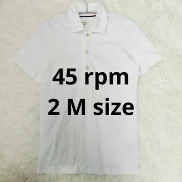 45rpm 오가닉 천축 코튼 반팔 폴로 셔츠 화이트 우드 버튼 M
