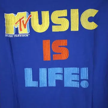 새상품급 MTV 음악은 인생 티셔츠 파랑 LL music is life!