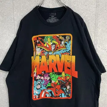 마블 애니메이션 무비 캐릭터 빅 프린트 블랙 티셔츠 2XL