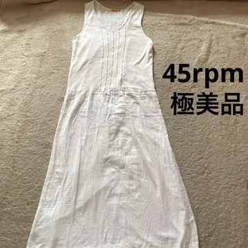 45rpm 절개 핀턱 원피스 롱 코튼 거즈 화이트 45R