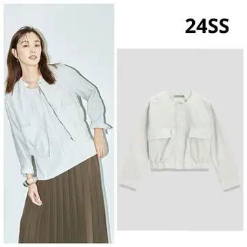 띠어리 럭스 24SS 정가 46,000엔 발수 가공 크롭 기장 블루종